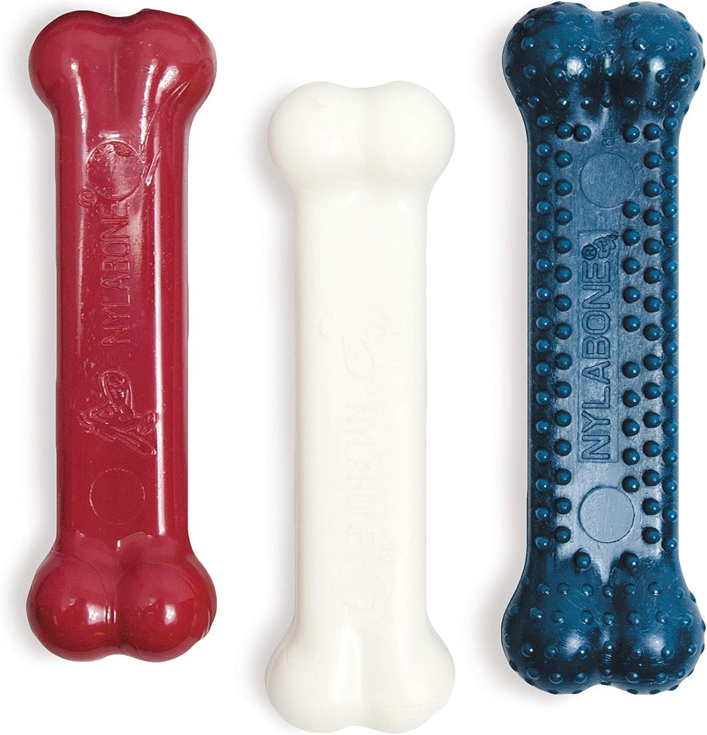 Nylabone Original Bone Power Chew Toy Value Pack for Dogs, Durable Dog Toys for Aggressive Chewers, Long Lasting Chicken, Bacon, and Peanut Butter Flavor, Small Dogs – Up to 25 Ibs, 3 Pack