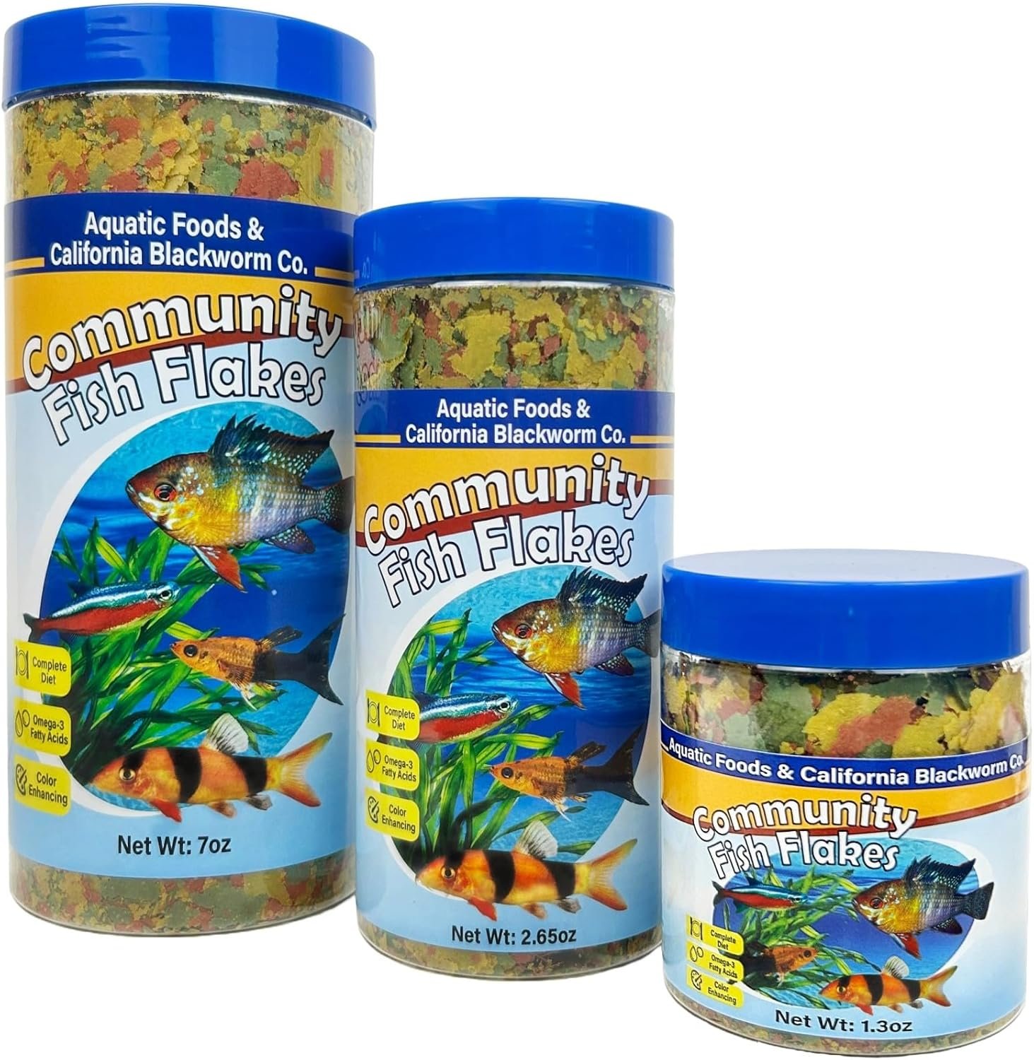 Community & Tropical Fish Flakes, for Angel Fish, Guppies, Live Bearers, Loaches, Gouramis, Catfish, Cichlids, 12-Type Pellet Mix & 4-Type Wafer Mix Included…1.30oz Canister