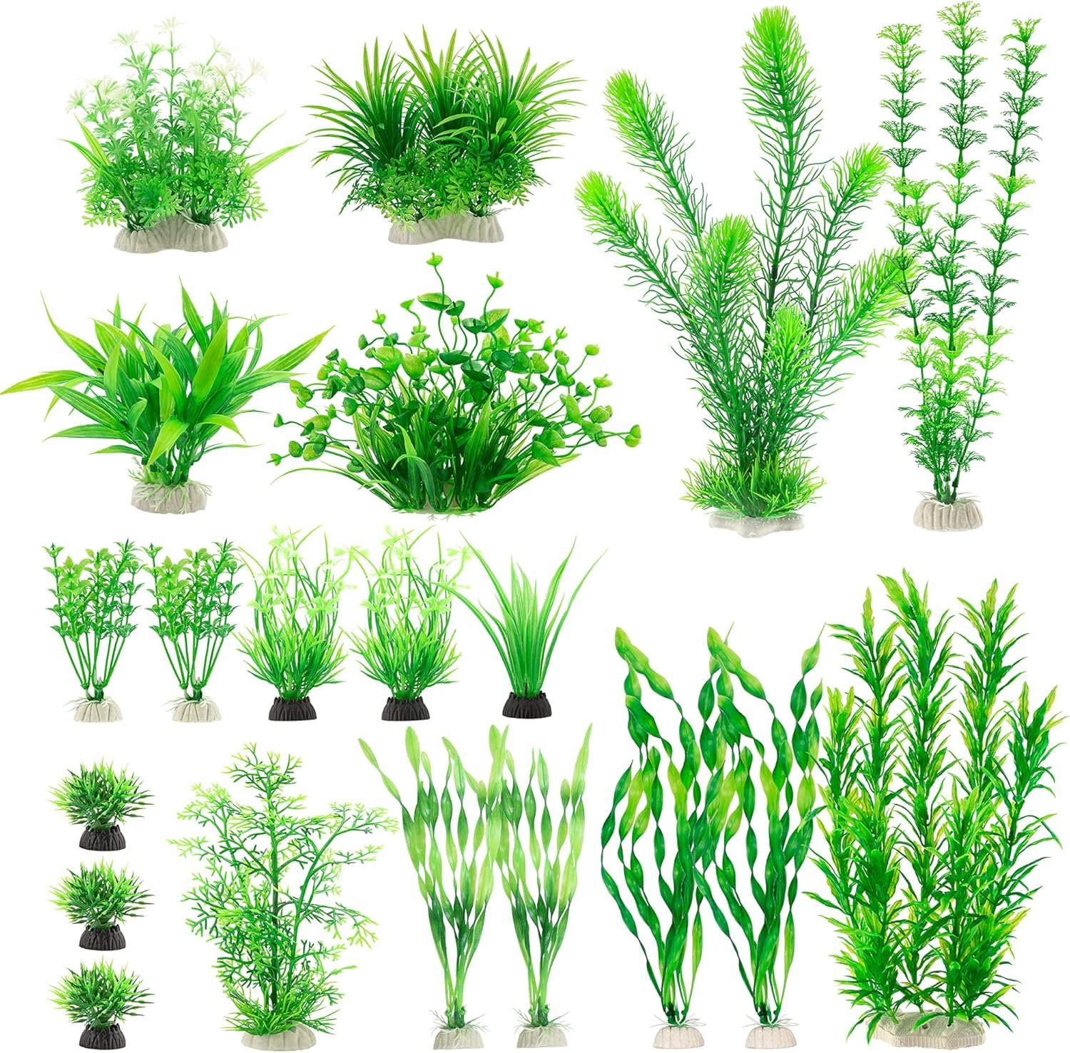 MyLifeUNIT Aquarium Plants, 20 Pack Artificial Fish Tank Plants for Aquarium Decorations (Green)