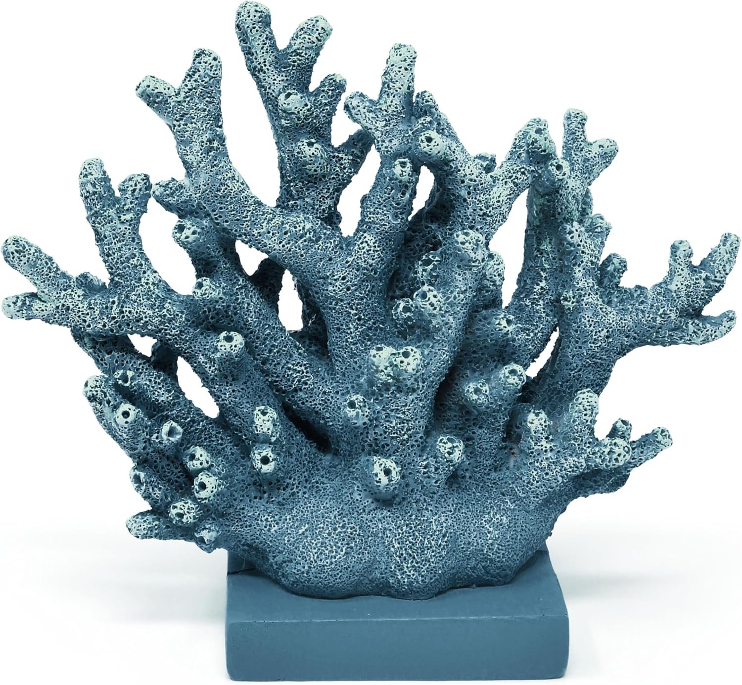 Gift Boutique Blue Coral Decor Coastal Tabletop Sculpture Nautical Beach House Accent Resin Ocean Reef Figurine Shelf Mantel Bathroom Living Room Decor