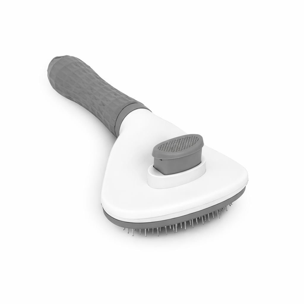 Self Cleaning Slicker Brush for Dogs & Cats – Deshedding Grooming Tool with One Click Hair Removal – Gentle for Sensitive Skin