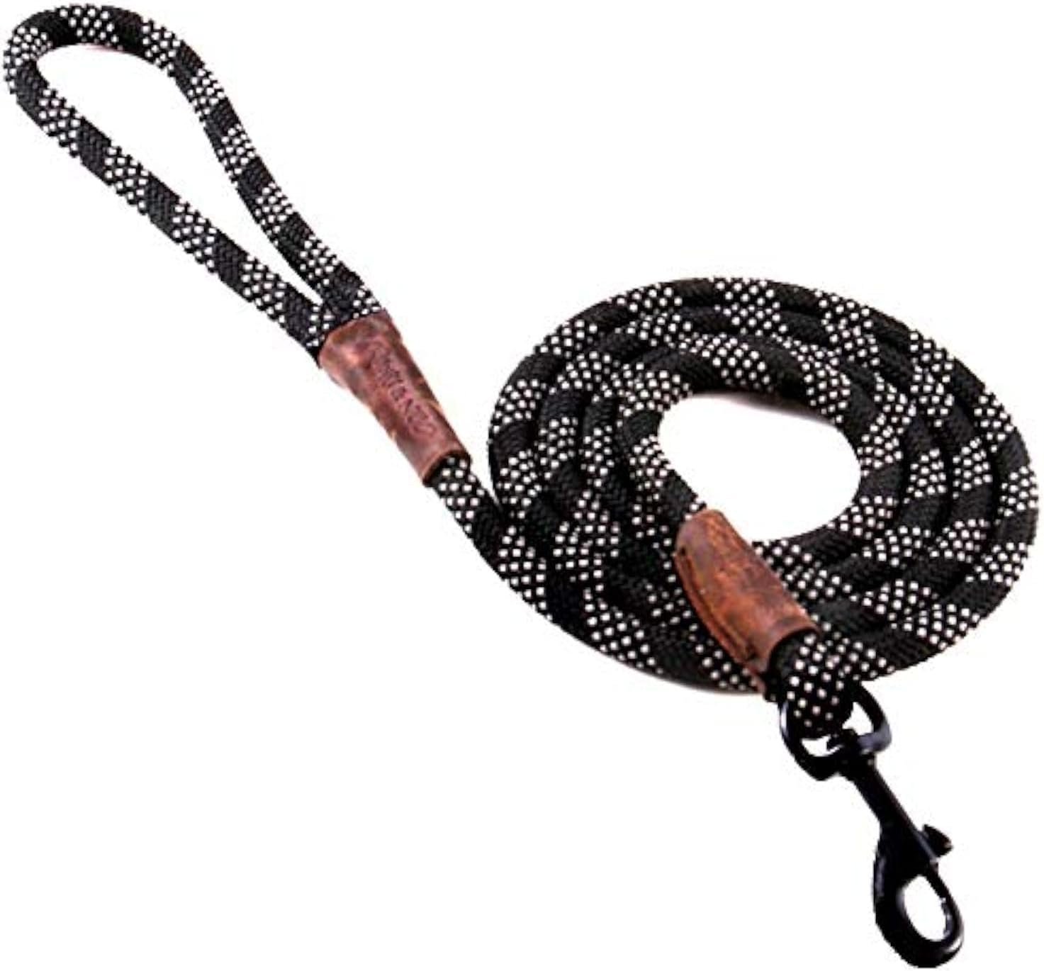 Max and Neo Rope Leash Reflective – 6 FT x 1/2″ (Black, Donates to Dog Rescue)