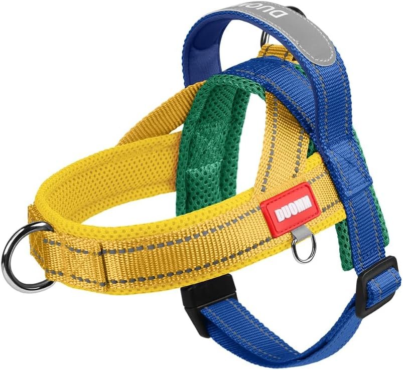 Dog Harness,No Pull Dog Harness, Adjustable Soft Harness with Breathable Mesh Padded, Reflective Lightweight Harness for Extra Small Medium Dogs Yellow-M
