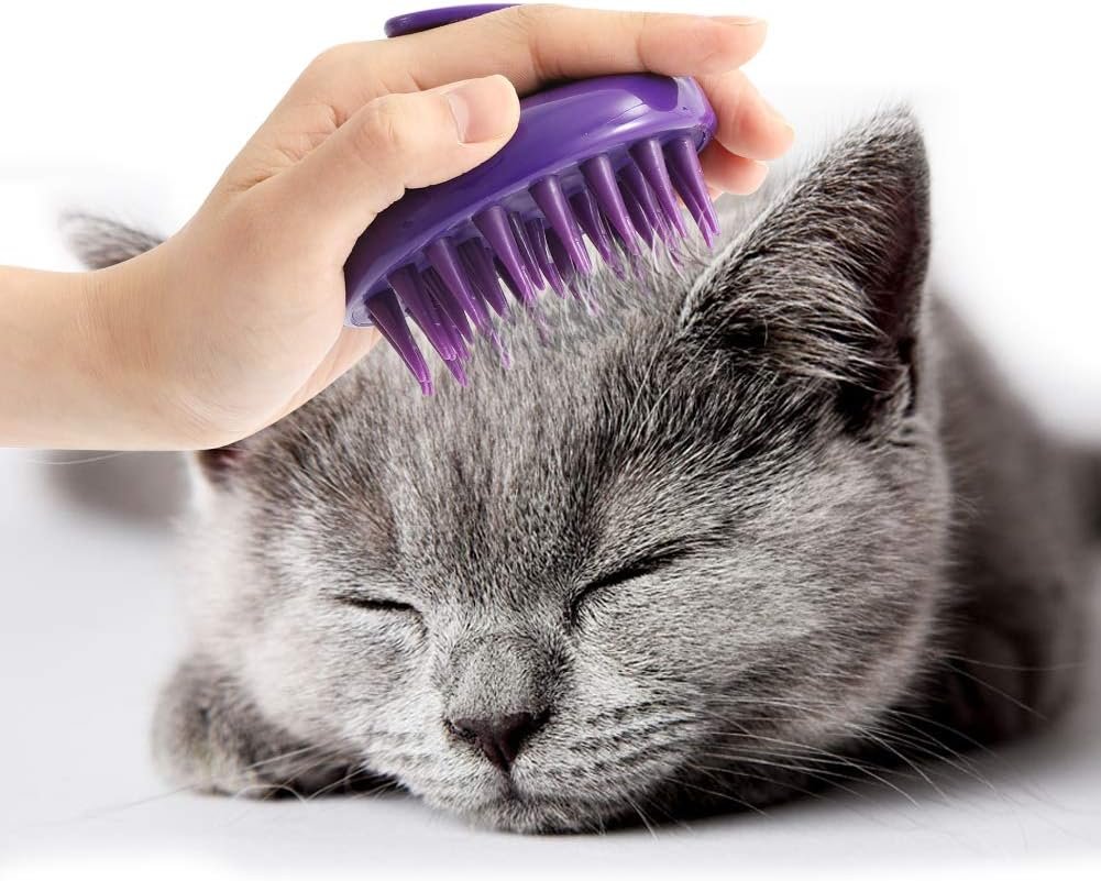 Cat Brush with Soft Rubber Pins, Washable Silicone Pet Brushes for Indoor Cats Kitty – Grooming Shedding Massage & Bath, Removes Hair Mats, Tangles, Loose Fur for Short to Long Haired