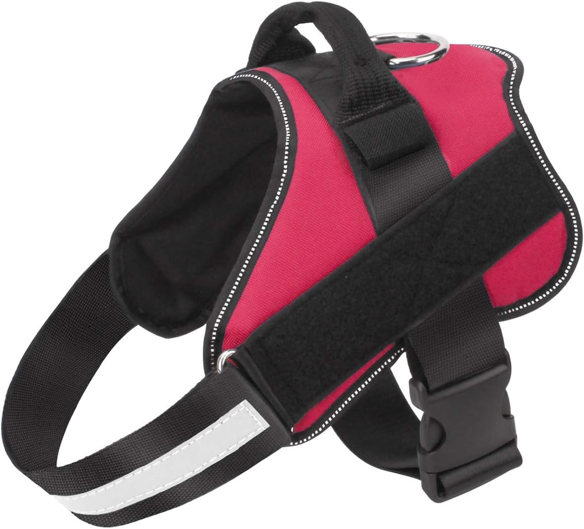 Dog Harness, No-Pull Reflective Dog Vest, Breathable Adjustable Pet Harness with Handle for Outdoor Walking – No More Pulling, Tugging or Choking (Red, S)