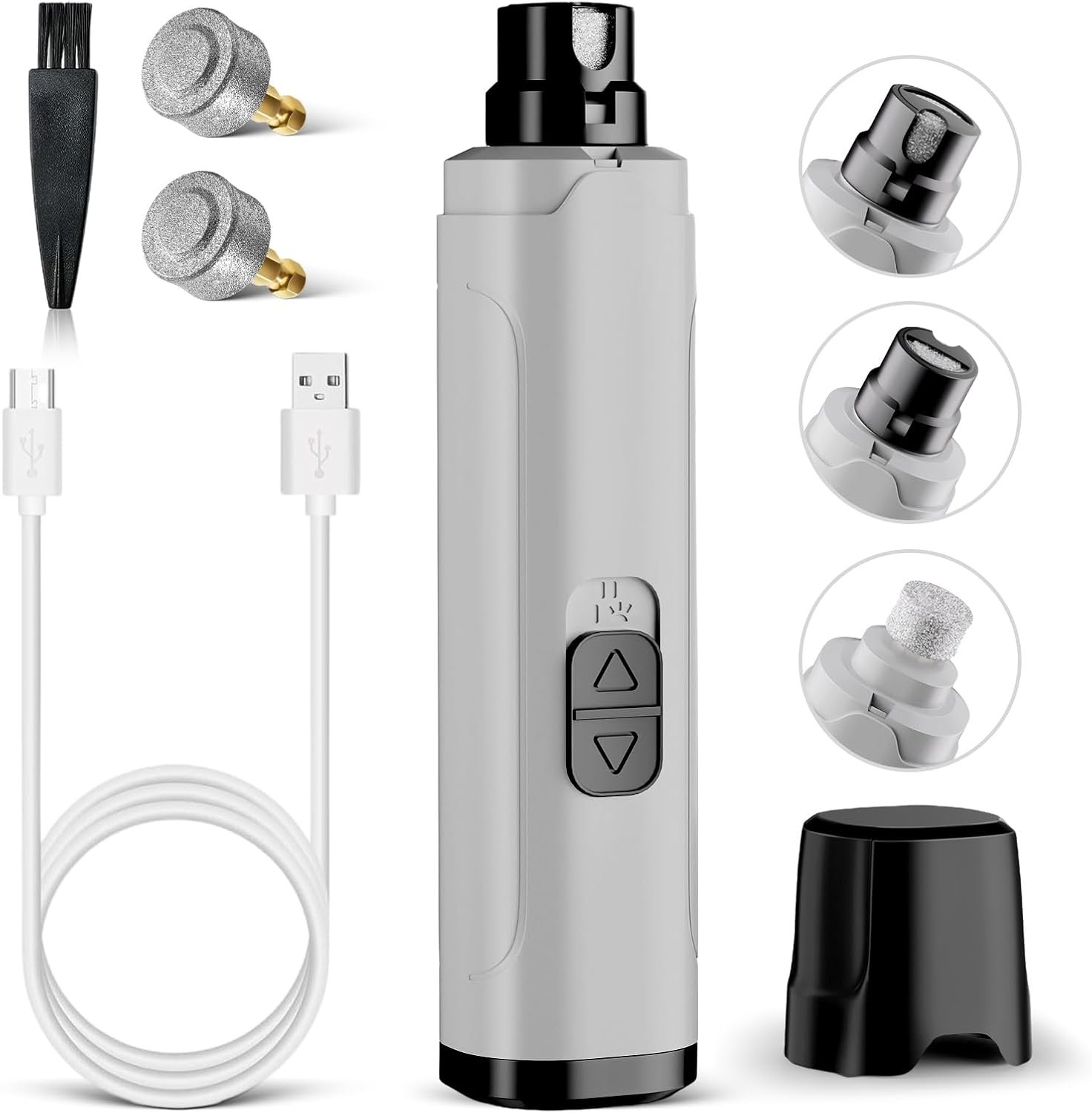 YGGDRA Dog Nail Grinder Upgraded – Professional 2-Speed Super Quiet and Low Vibration Electric Pet Nail Grinder with LED Lights – Painless Paws Grooming & Smoothing for Small to Large Dogs