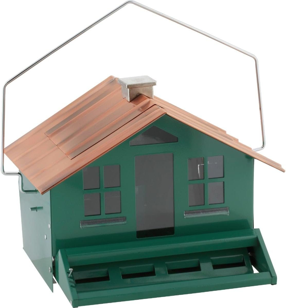Perky-Pet 339-1SR Squirrel-Be-Gone II Home Style Bird Feeder with Chimney, Squirrel Proof Bird Feeder with Weight-Activated Perches, Large 8lb Capacity Outdoor Wild Bird Feeder