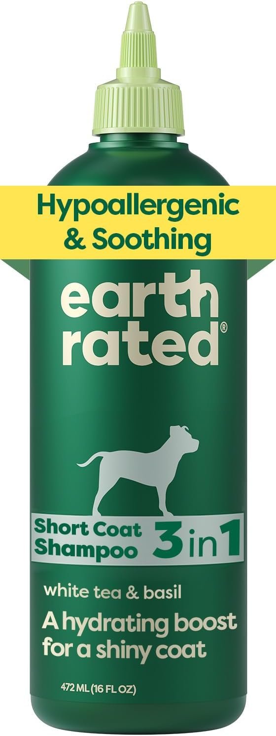 Earth Rated Hypoallergenic 3-in-1 Soothing Dog Shampoo & Conditioner for Dogs & Puppies, Deodorizing, 98.5% Natural Origin Ingredients, 16 oz