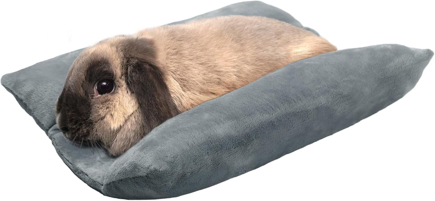 Alphatool Soft Bunny Bed – 15.7″ x 14″ Rabbit Bed, Warm Cuddle Cushion Plush Mat for Guinea Pig, Ferret, Small Animal – Grey