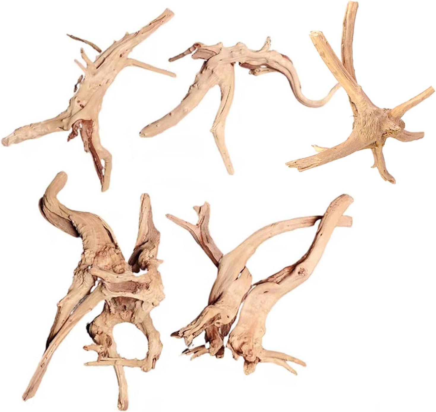 Aquarium Driftwood Natural Trunk Driftwood Assorted Branches 3.9-5.9″ Assorted Trunk Terrarium Ornament(5 Pcs)