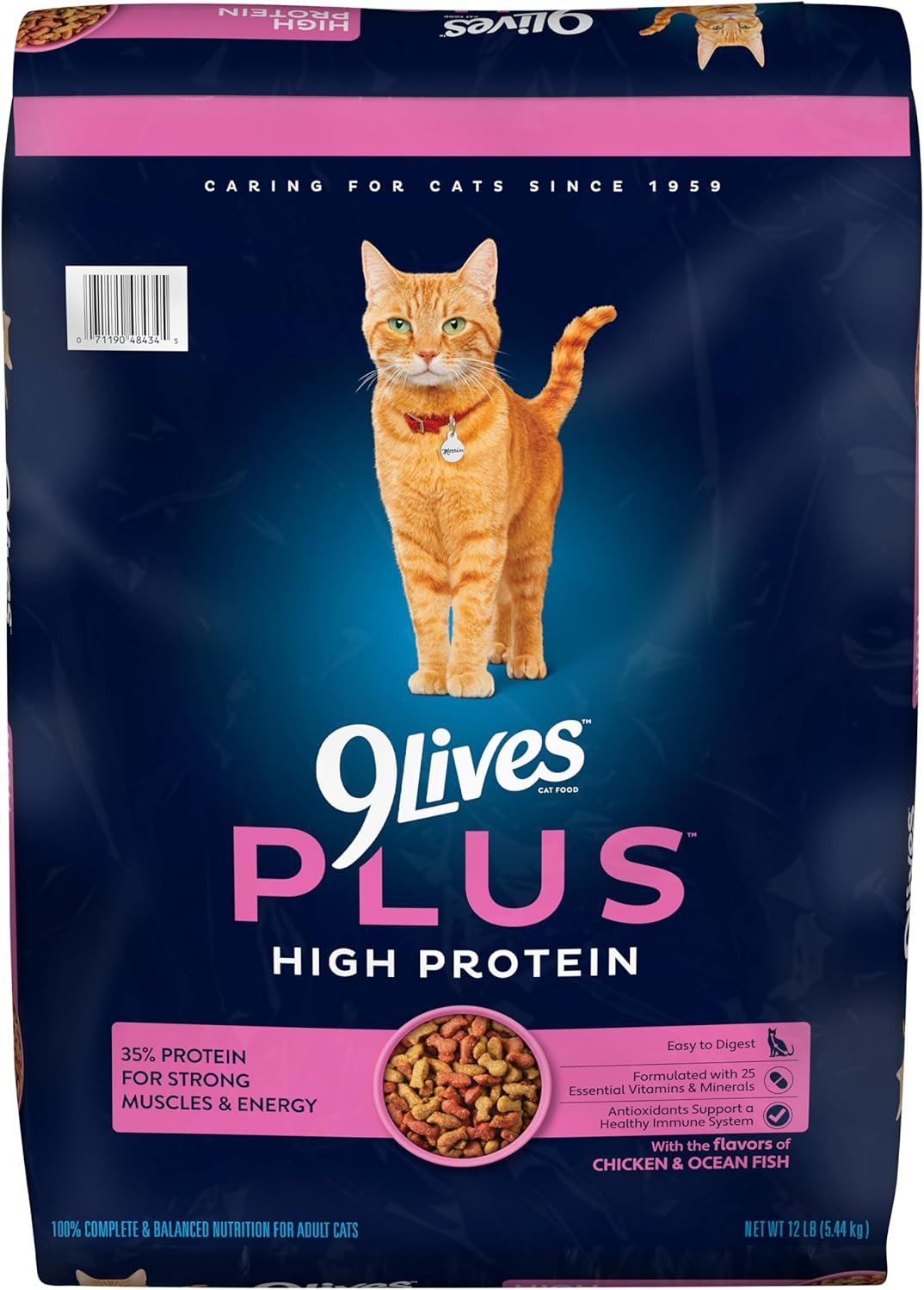 9Lives Plus High Protein Dry Cat Food, 12 lb. Bag