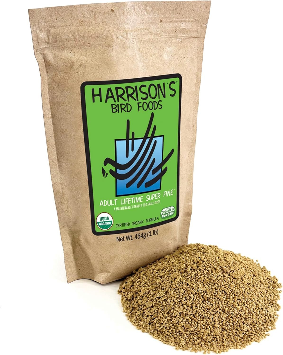 Harrison’s Bird Foods Adult Lifetime Certified Organic Non-GMO Formula Small Bird Food 1lb