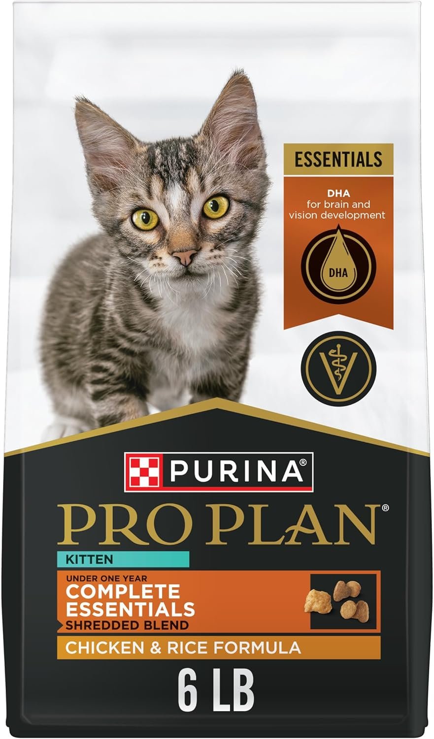 Purina Pro Plan Kitten Dry Food Complete Essentials Shredded Blend Chicken and Rice Formula – 6 lb. Bag