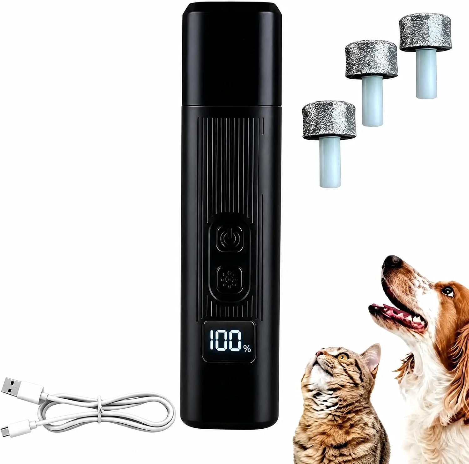 Dog Nail Grinder, Silent Groom Pro Pet Nail Grinder with 2-Speed LED Light, Low Vibration Rechargeable Electric Nail Grinder for Small Dogs & Cats