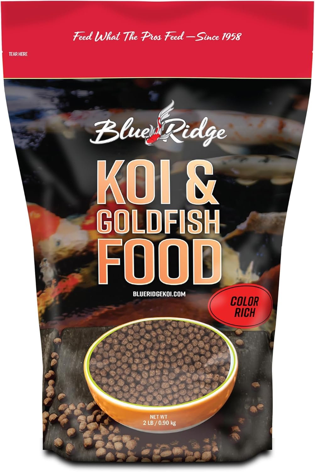 Blue Ridge Koi Fish Food 2lb – Koi Food Color Growth Formula, Goldfish Food, Premium Fish Food for Ponds, Ponds Fish Food, Floating Pond Pellets
