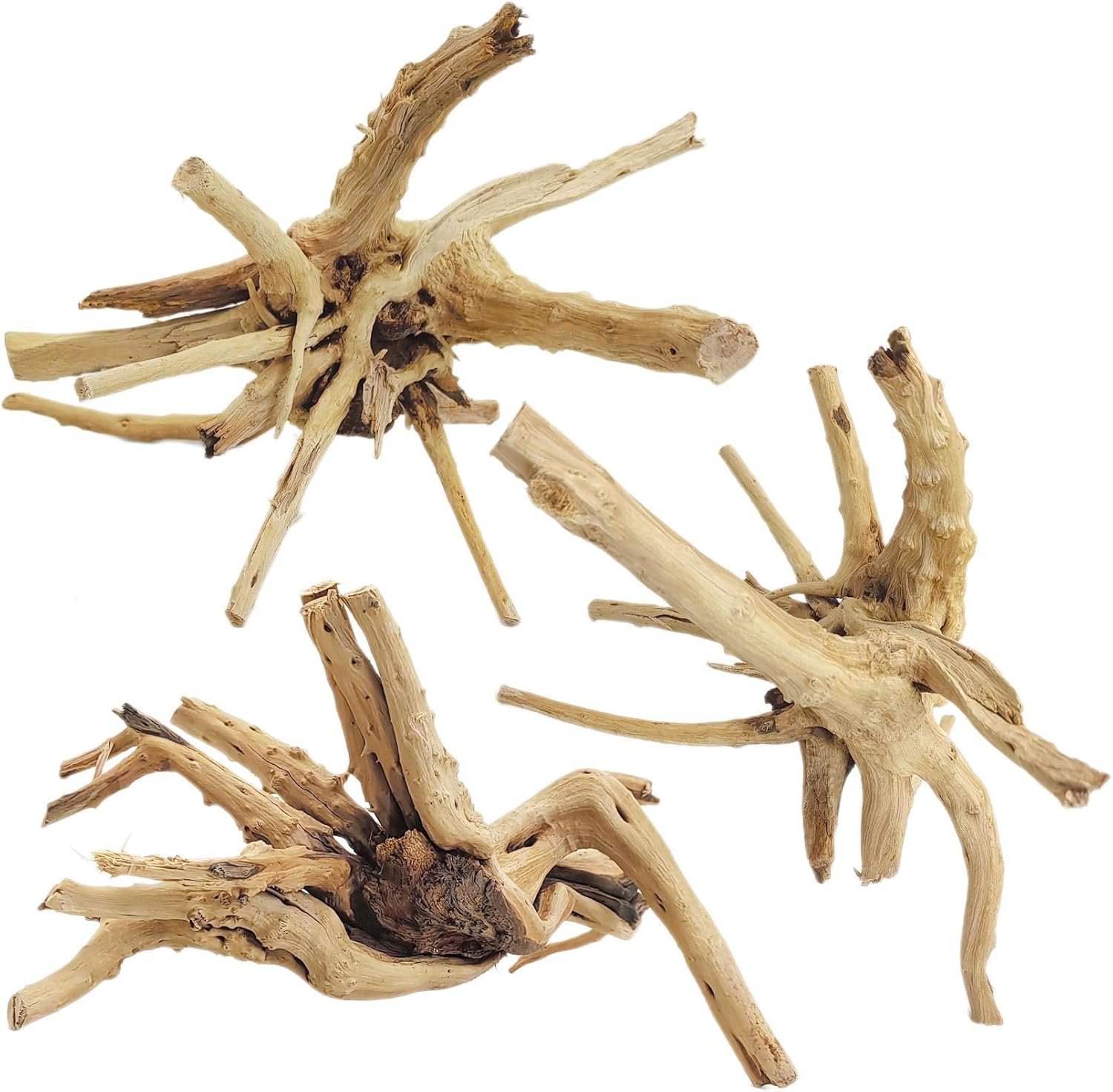 Tfwadmx Aquarium Driftwood, 7-11″ Spider Wood Sinkable Driftwood for Fish Tank Decorations Natural Branches for Reptile, Assorted Spider Wood Branch Pack of 3