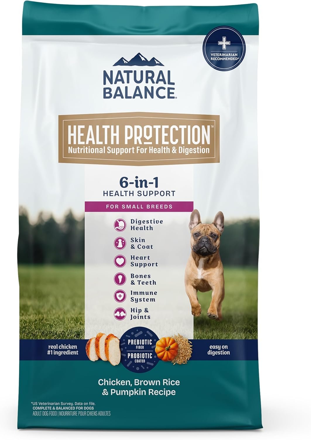 Natural Balance Health Protection Small Breed Dry Dog Food – Whole Body Health, Easy on Digestion Dog Food Made with Chicken, Brown Rice & Pumpkin for Dogs – 4lbs.