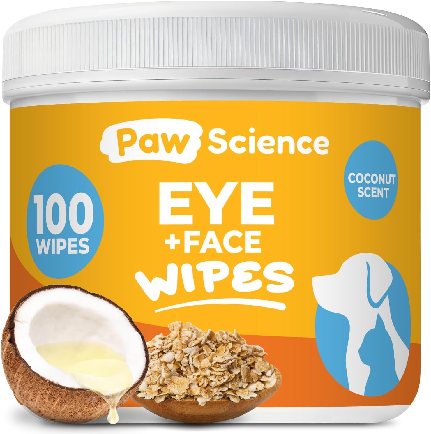 Dog Eye Wipes (100 Count) Hypoallergenic Eye & Face Wipes for Dogs & Cats – Pet Tear Stain Remover & Cleaner – Cleans & Removes Discharge, Crust, & Gunk (Coconut)