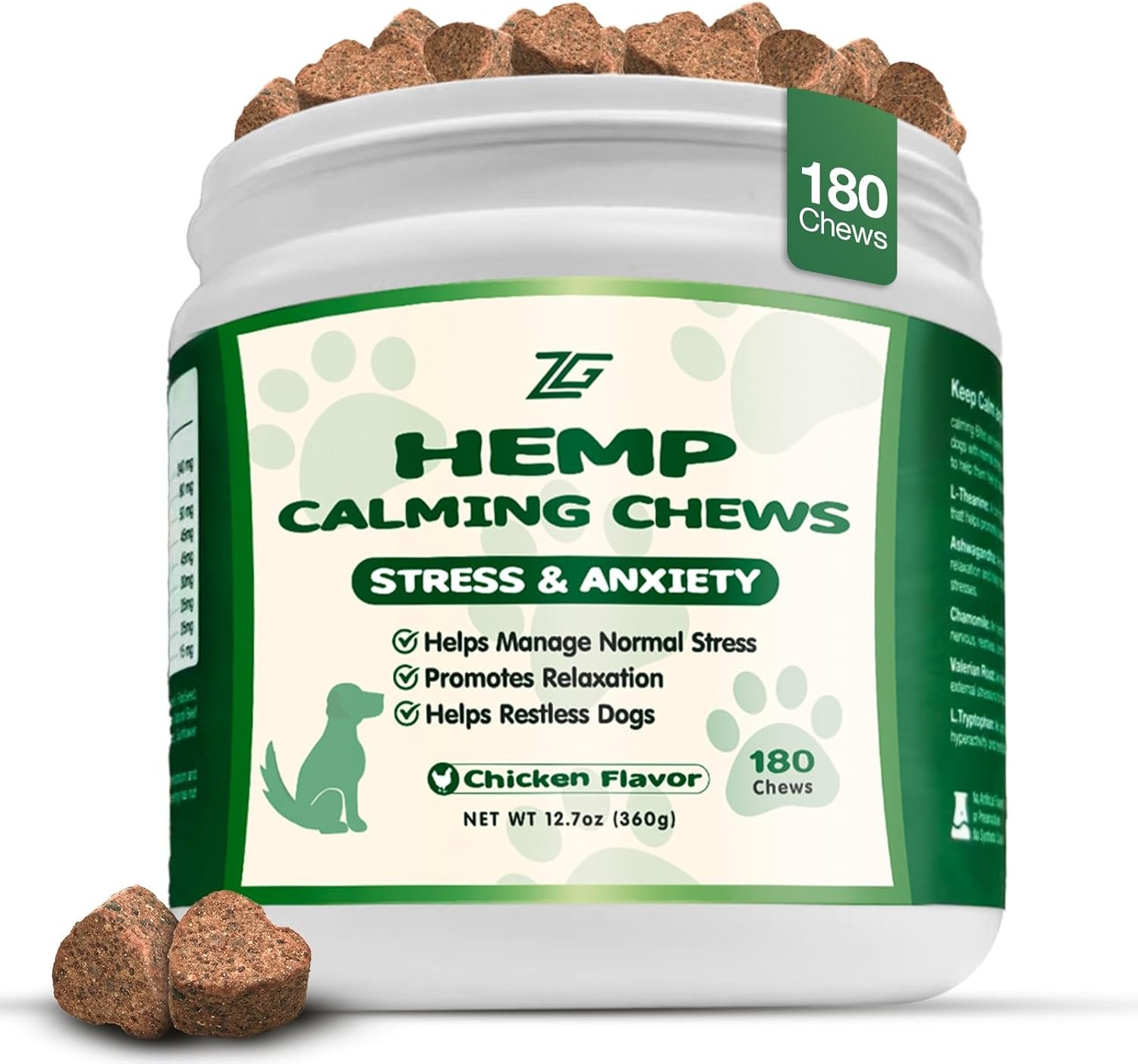 180 Soft Calming Chews for Dogs, Dog Calming Treats, Natural Dog Supplements, Helps with Anxiеty Rеlief, Strеss, Separation, Barking, Fireworks, Travel, Composure, 180 Chews