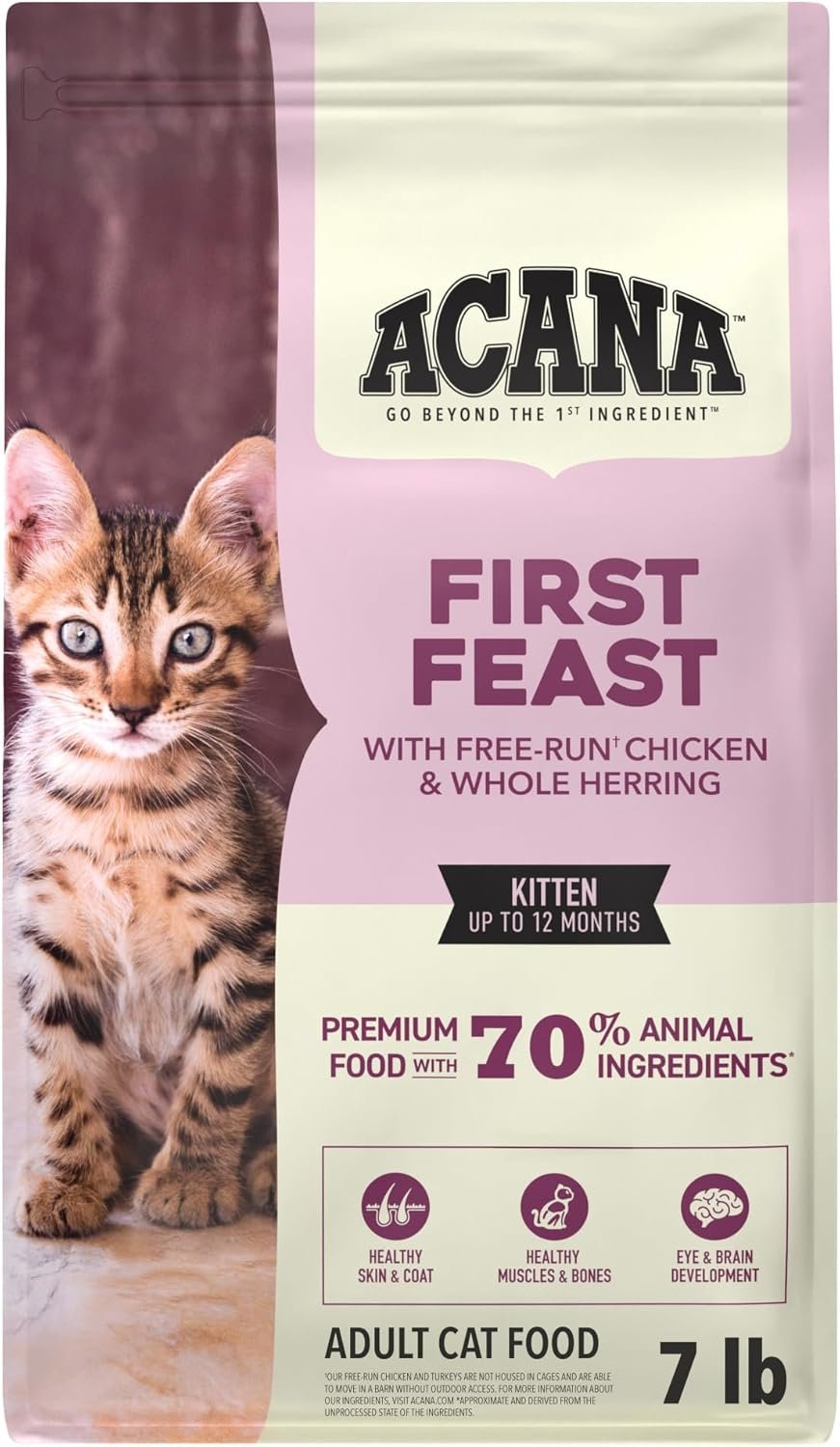 ACANA Dry Cat Food for Kittens First Feast Chicken and Fish 7lb Bag