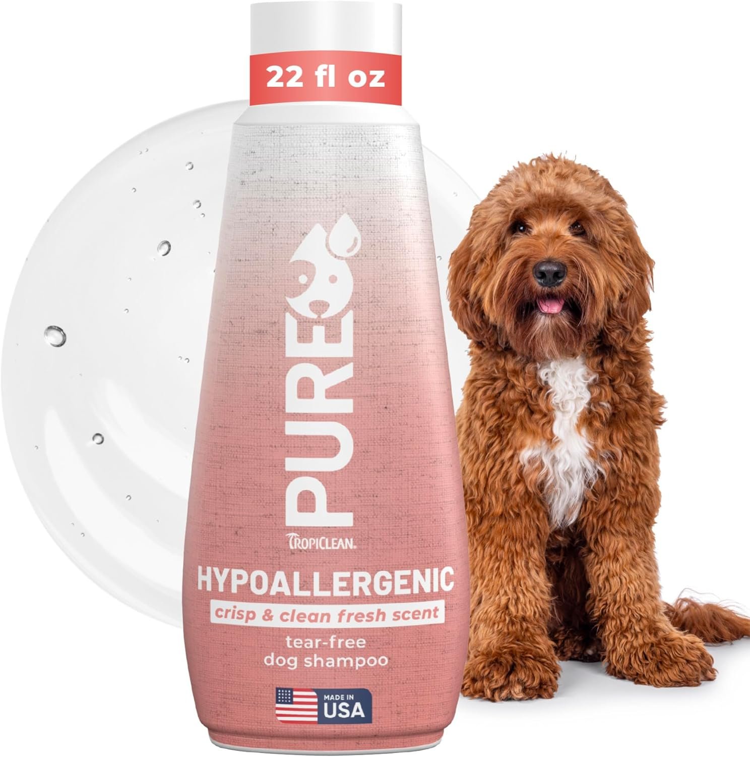 TropiClean Pure Puppy Shampoo, Hypoallergenic Dog Shampoo for Allergies & Sensitive Skin, Made in USA, Safe for Cats & Kittens, 22 oz.