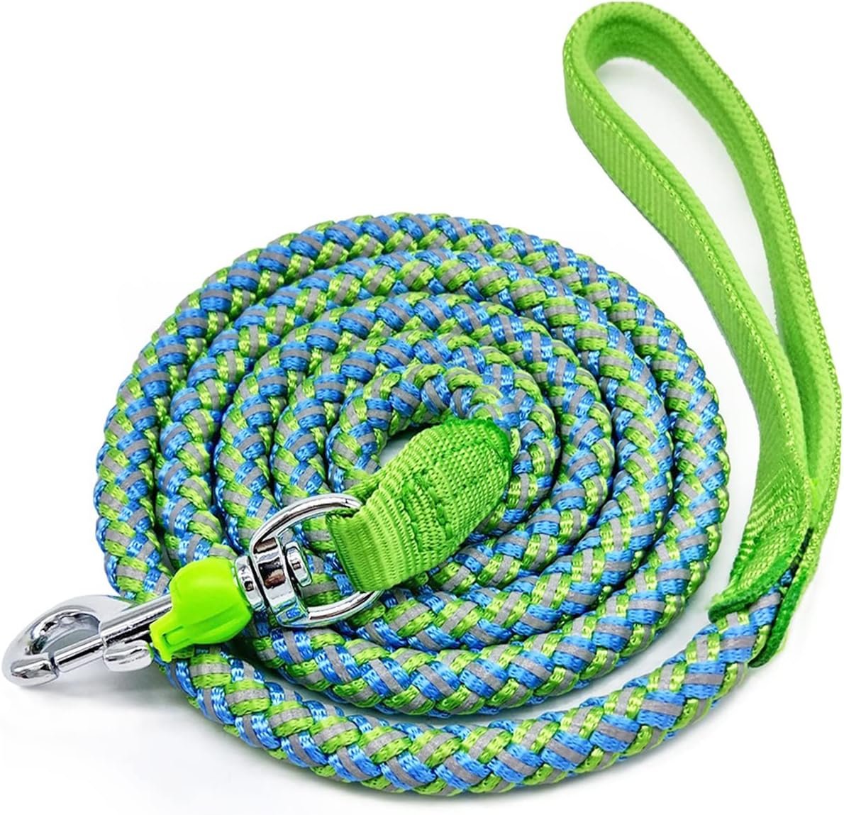 2/3/4/6/10 Foot Reflective Dog Leash Strong Nylon Rope Braided Heavy Duty for Large and Medium Small Dogs Walking Training Leads (Green, 6ft * 1/2″)