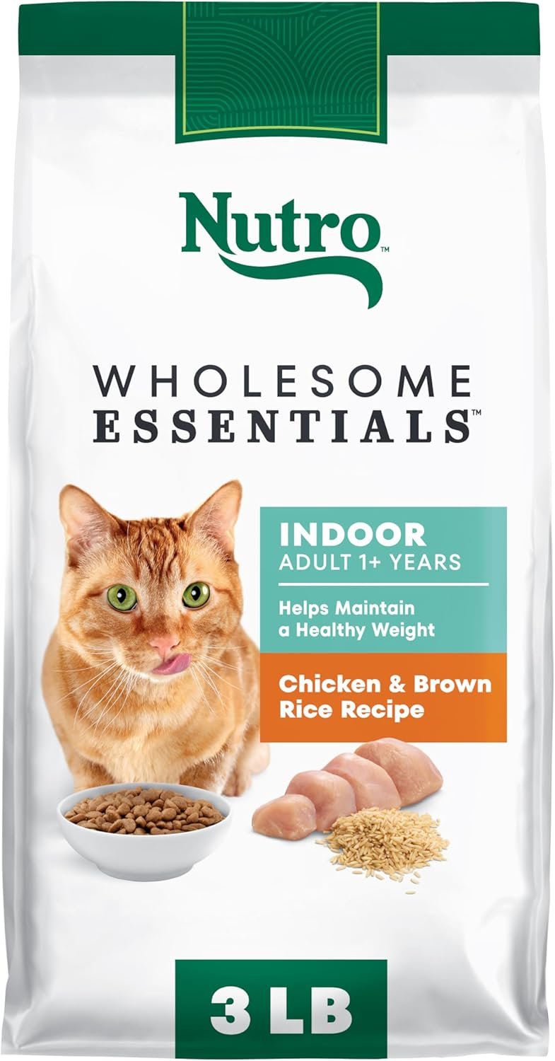 Nutro Wholesome Essentials Dry Cat Food, Indoor Cat Food Dry Chicken & Brown Rice Recipe, 3 lbs.