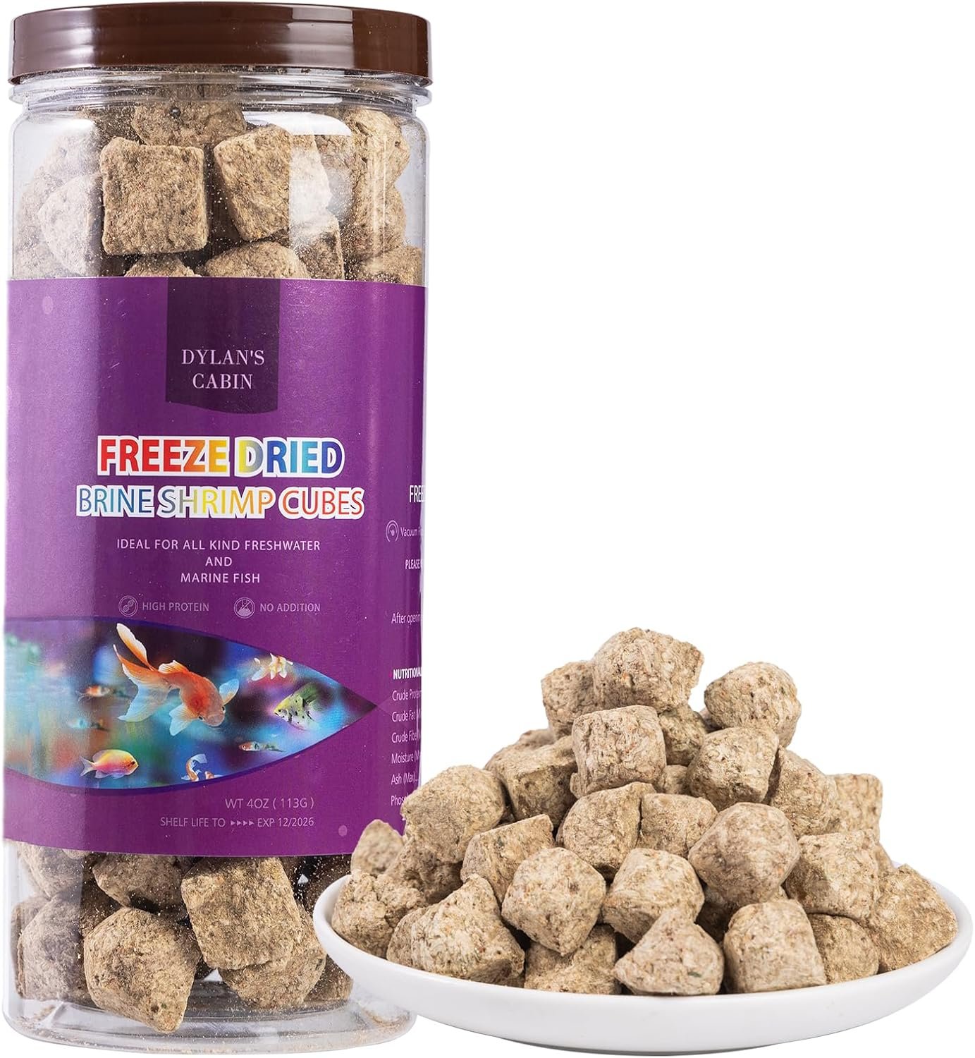 Freeze Dried Brine Shrimp Cubes – Natural High Protein Food for Tropical & Marine Fish Cichlids Tetras Discus Goldfish Angel Fish Koi (113g)