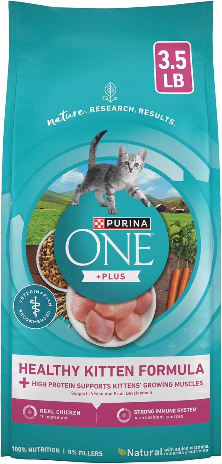 Purina ONE High Protein, Natural Dry Kitten Food, +Plus Healthy Kitten Formula – 3.5 lb. Bag