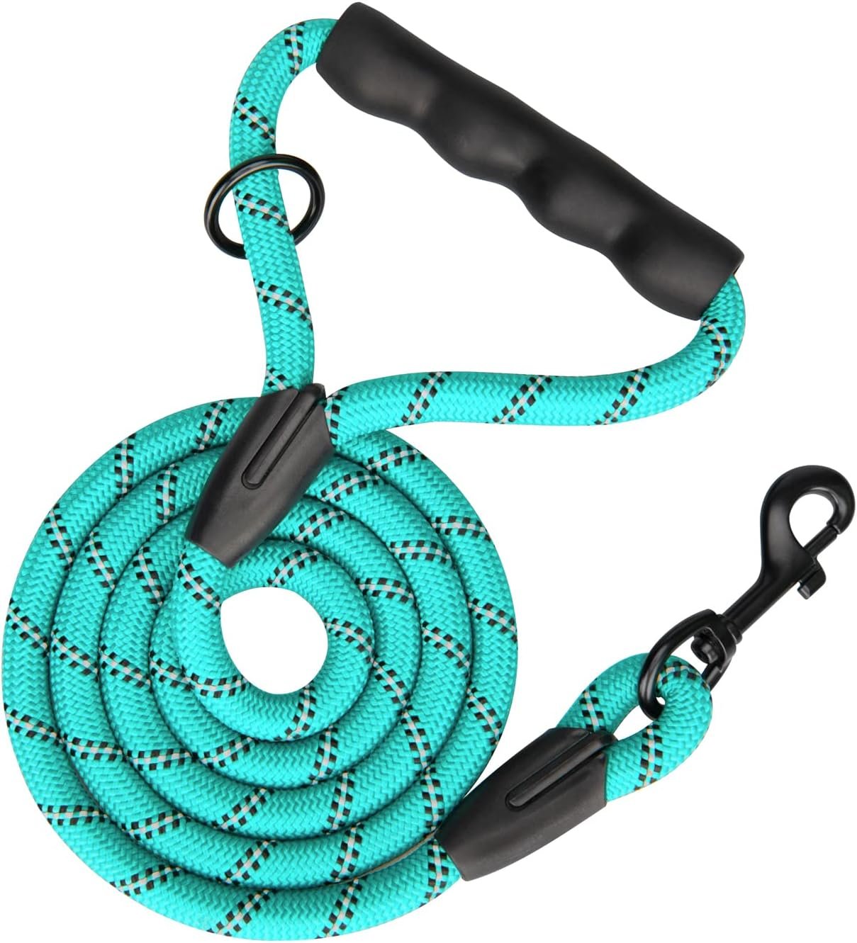 PHOEPET 5 Feet Dog Leash Reflective Heavy Duty Padded Rubber Handle 360° No Tangles for Small Medium and Large Dogs(Mint Green)