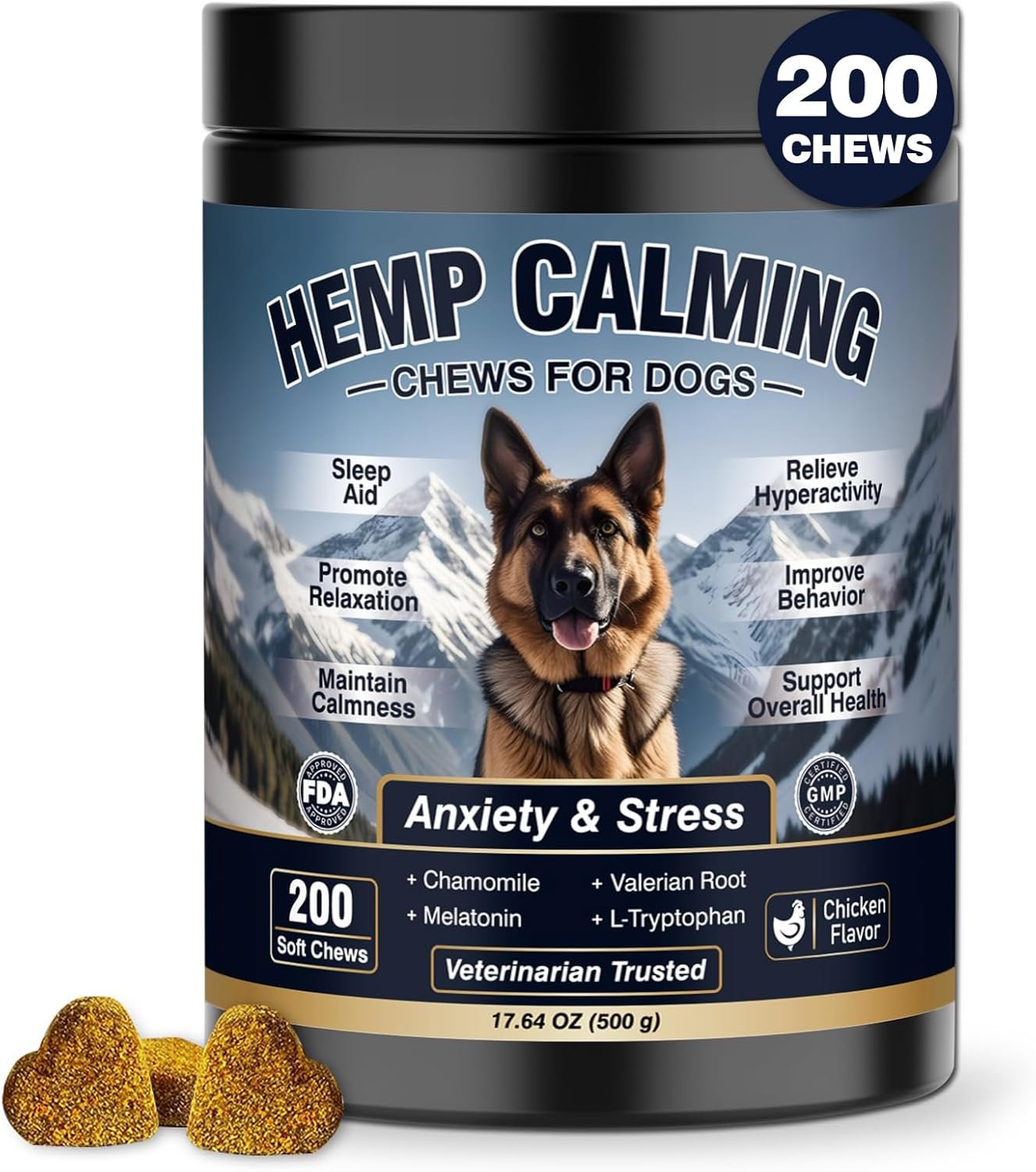 Dog Calming Chews 200ct, for Small/Medium/Large Dogs
