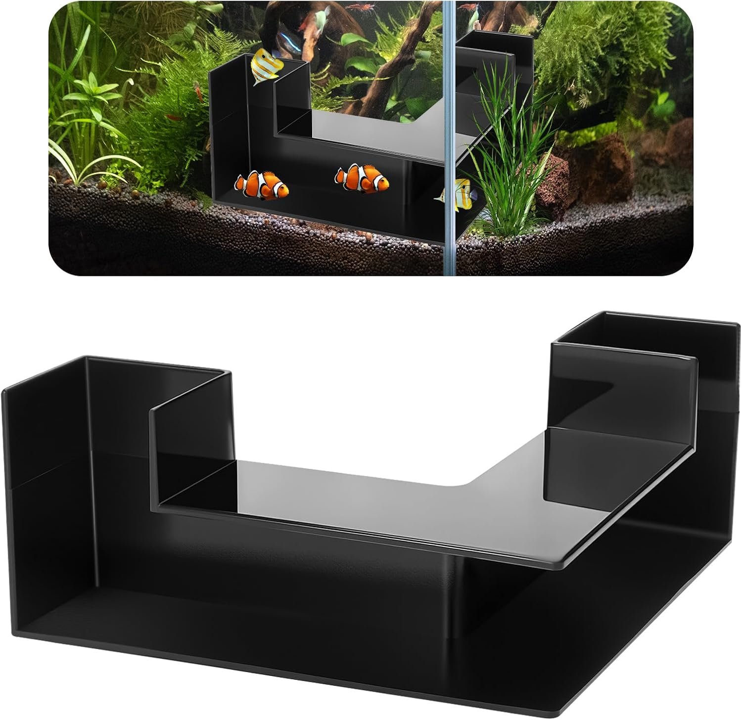 Dual-Entrance Aquarium Tunnel, Aquarium Cave Hideout 360° Viewing, Black Shrimp Cave Fish Tank Tunnels, Aquarium Underground Tunnel, Substrates Buried Tunnel for Fish Decoration