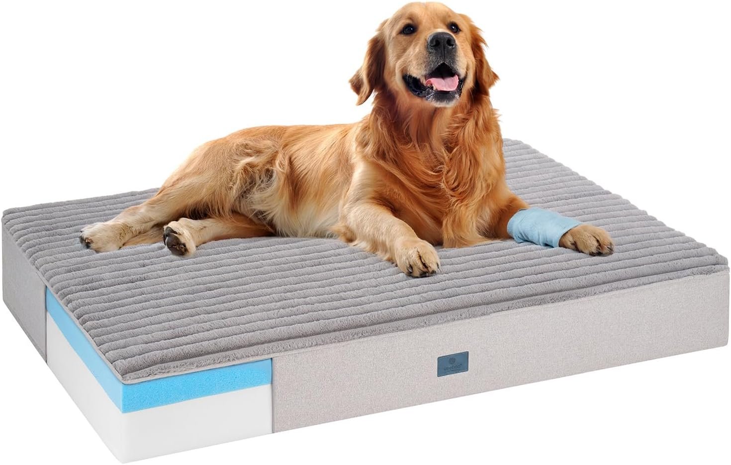 Veehoo Orthopedic Memory Foam Dog Bed, 7 Inch Thick Extra Large Dog Bed XL for Senior Dogs with Ultra-Soft Fluffy Surface, Waterproof Liner, Removable Washable Cover and Non-Slip Bottom, 48″x30″x7″
