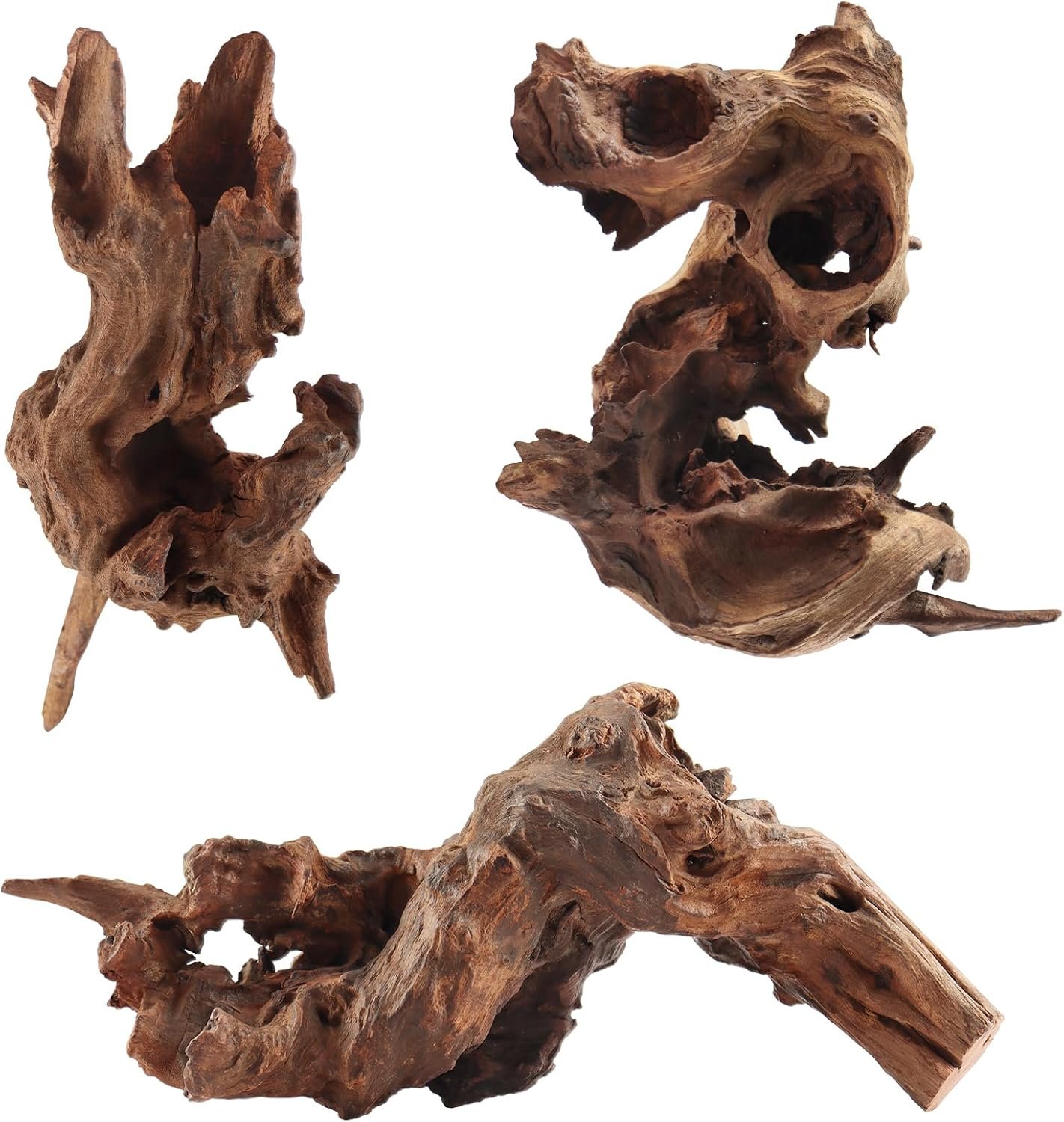 LYPHARD AQUARIUMS Driftwood for Aquarium, 3 Pieces 6-10″ Natural Small Drift Wood Fish Tank Assorted Branch Decorations Pieces for Reptile Hide