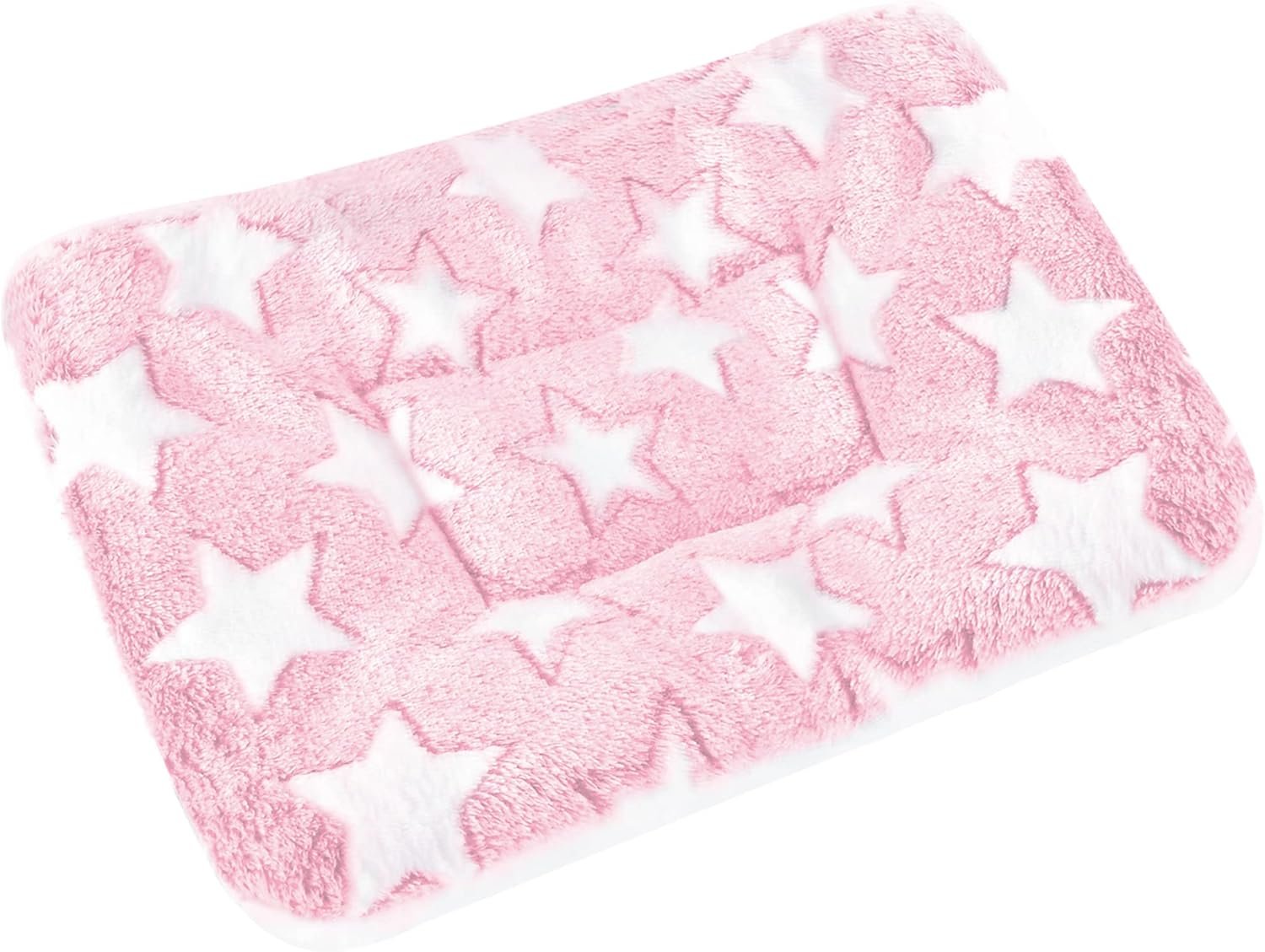 Small Animal Bed Mat, Soft & Warm, Suitable for Guinea Pig, Hamster, Rabbit, Rat and Bearded Dragon (X-Large(13.3”x9.4”), Star Pink)