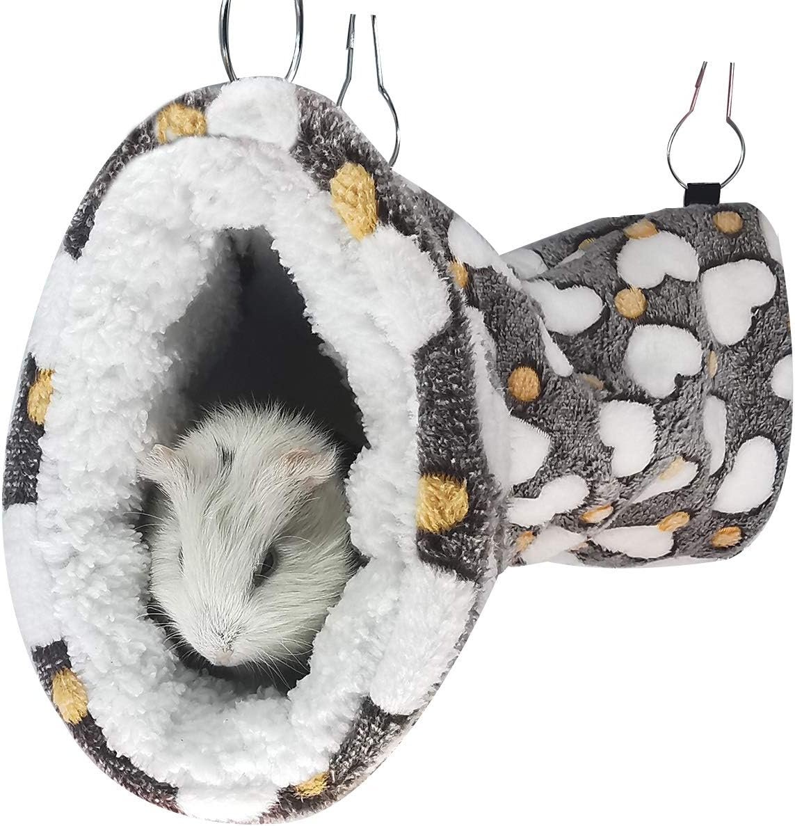 LEFTSTARER Guinea Pig Accessories Sugar Glider Cage Accessories Hamster Rat Toys Ferret Hammock Hanging Tunnel for Small Animals （Heart-Brown）