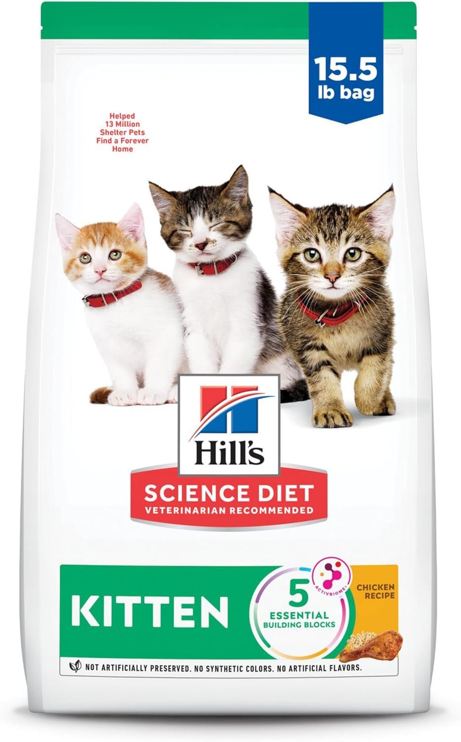 Hill’s Science Diet Kitten Dry Cat Food, Chicken, 15.5 lb. Bag
