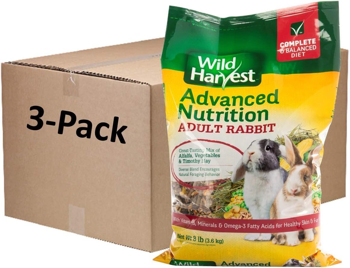 Wild Harvest Advanced Nutrition Adult Rabbit 8 Pounds, Complete and Balanced Diet, Pack of 3 (G19808-CAS)