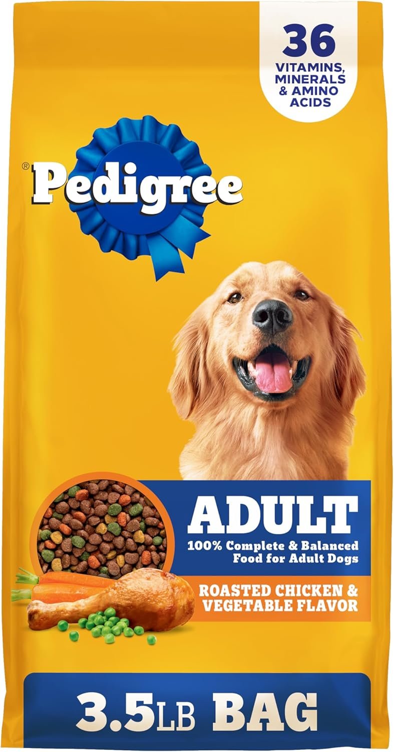 Pedigree Adult Dry Dog Food, Complete Nutrition, Roasted Chicken & Vegetable Flavor, 3.5 lb. Bag