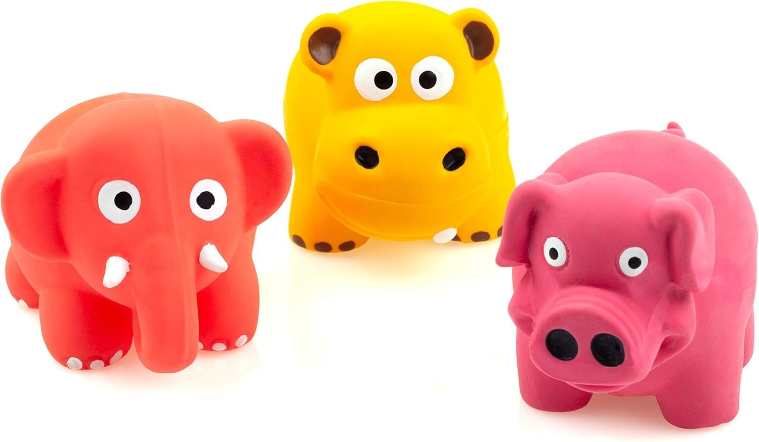 CHIWAVA 3 Pack 3.2” Squeak Latex Puppy Toy Cute Standing Animal Sets Pet Interactive Play for Small Dogs Assorted Color