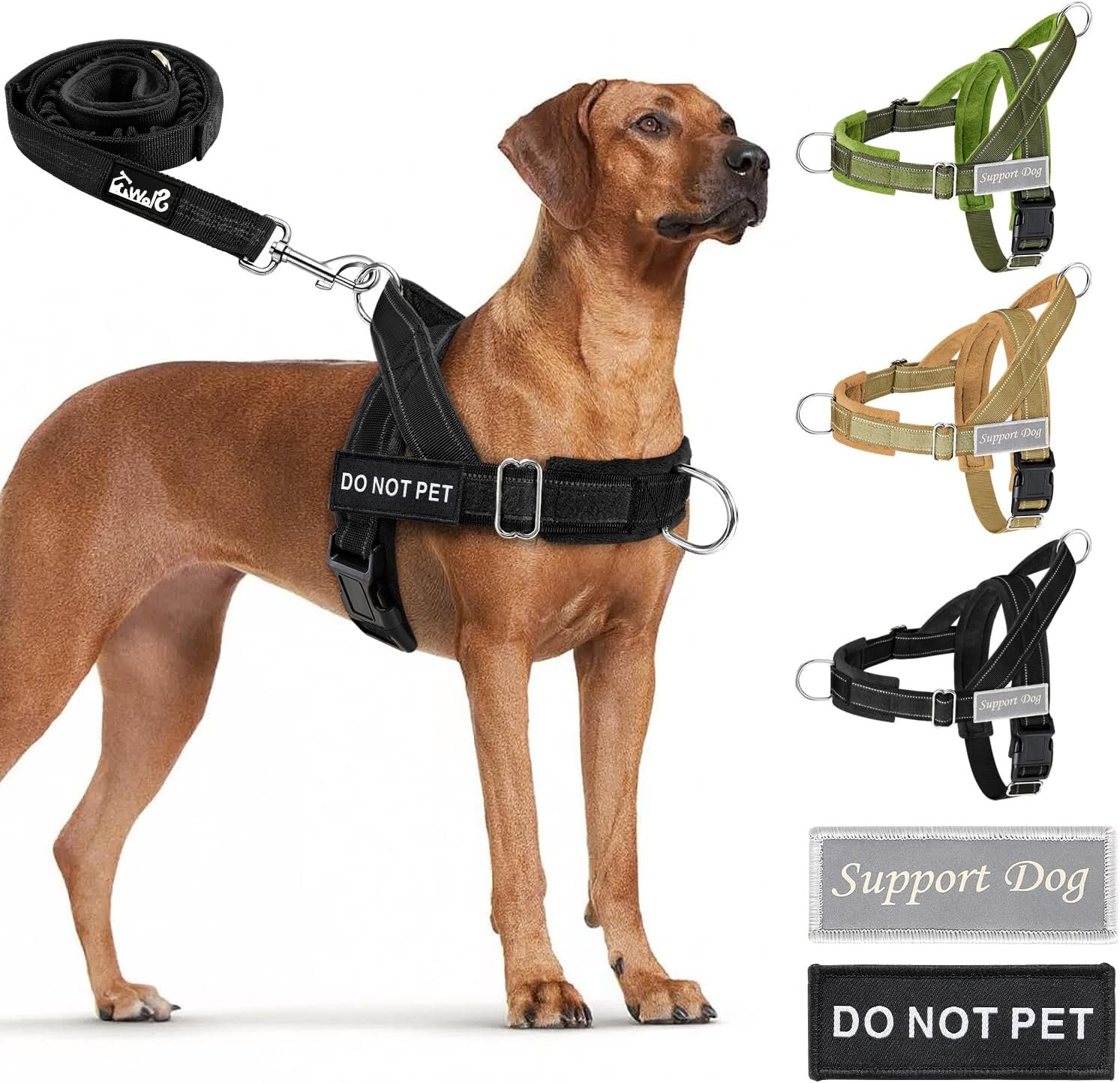 Lukovee No Pull Dog Harness and Leash Set – Adjustable Soft Padded Vest with Front Clip for Easy Control, Reflective Durable Harness for Safe Daily Training Walking for Medium Large Dogs (L, Black)