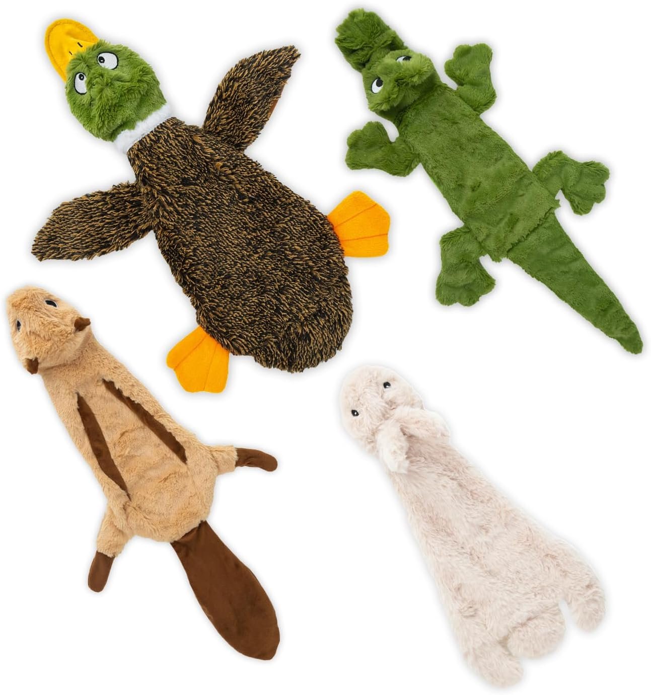 Best Pet Supplies Squeaky Dog Toys with Soft Durable Fabric for Small, Medium and Large Pets Interactive Toy for Indoor Play, Supports Active Biting and Play – 4 Figures, Small