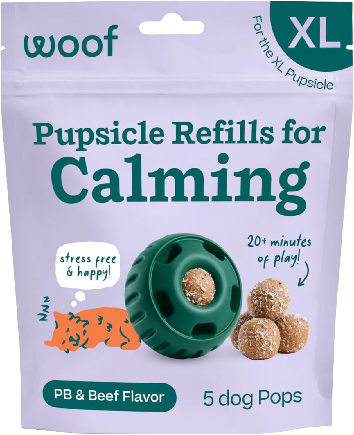 WOOF Pupsicle Refill Pops for Calming – Long-Lasting Refills for The Pupsicle Toy to Promote Calm – Calming Dog Treats – Magnesium for Dogs- XL Pops – 5 Count