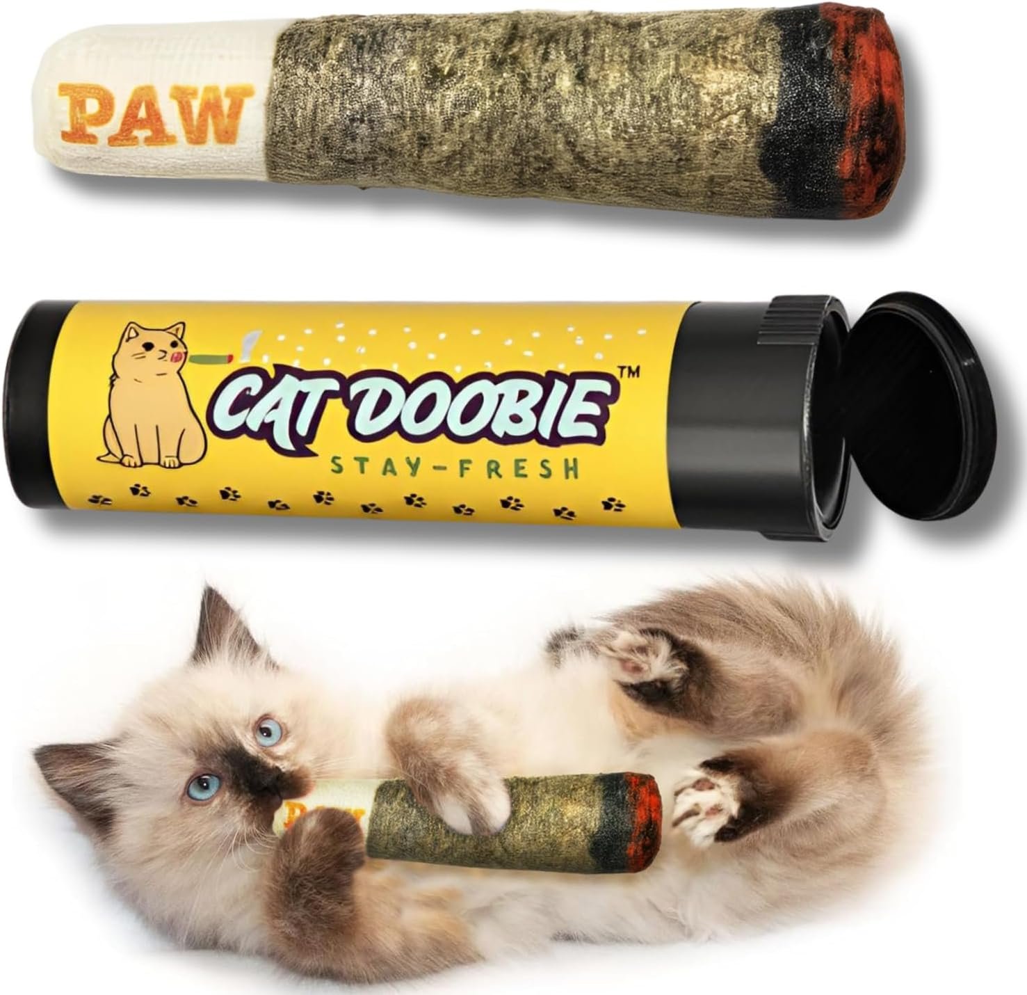 Nestpark Cat Doobie Catnip Cat Toy – Crinkle Kitten Kicker with Extra Strong Catnip – Funny Interactive Cat Toy Indoor Cat Gifts
