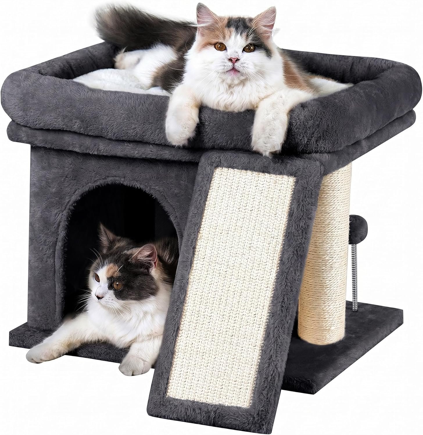 Aechonow Cat Tree for Large Cats, 14Inch Cat Tree Tower with Scratching Post, 20×16.5Inch Perch Bed for Adult Senior Cats, Removable Washable Mat, Dark Gray