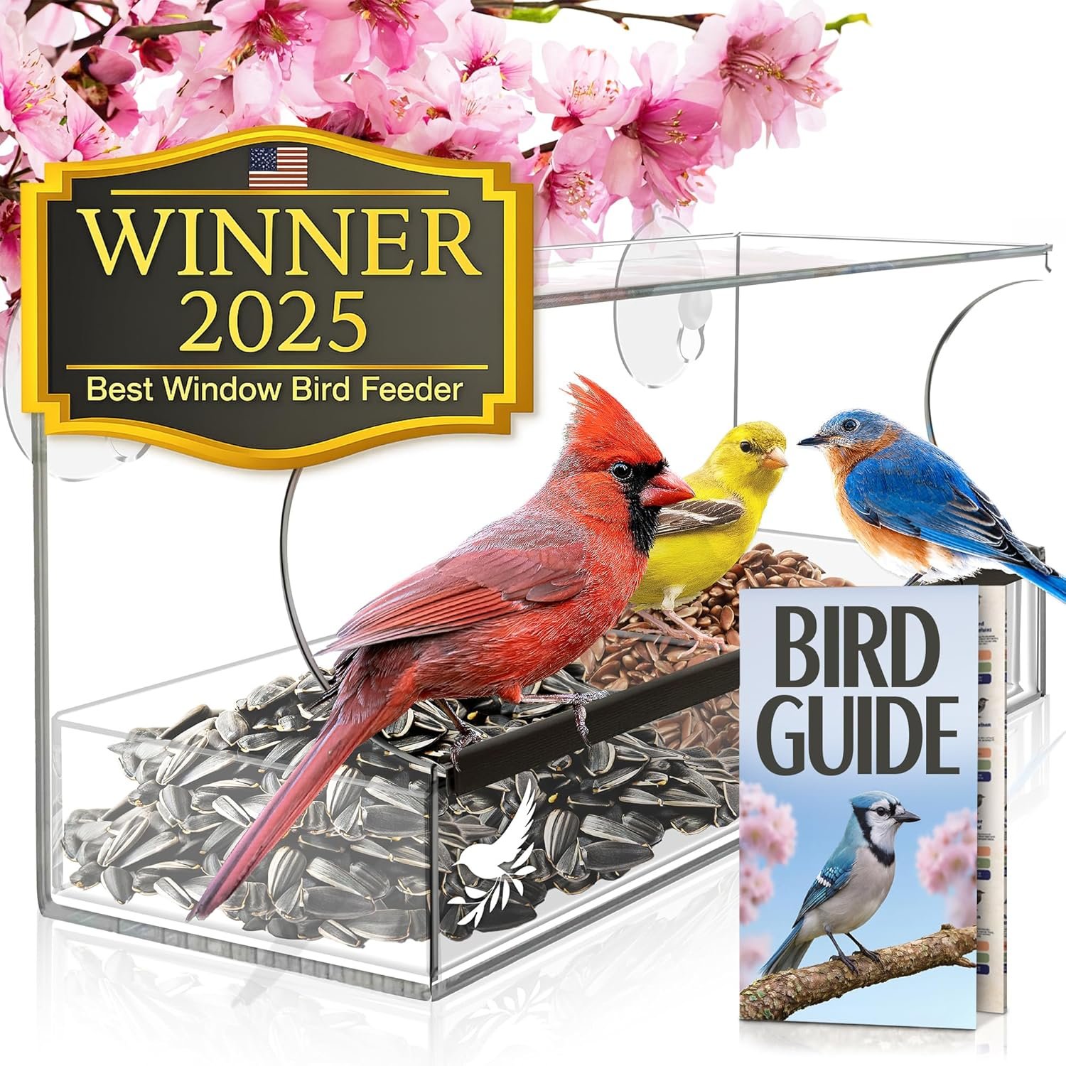 Window Bird Feeder by Nature’s Hangout – Award-Winning Clear Acrylic Bird Feeders for Outdoors, No Assembly, Strong Suction Cups, Bird Watching for Cats, Easy-to-Clean Birdhouse