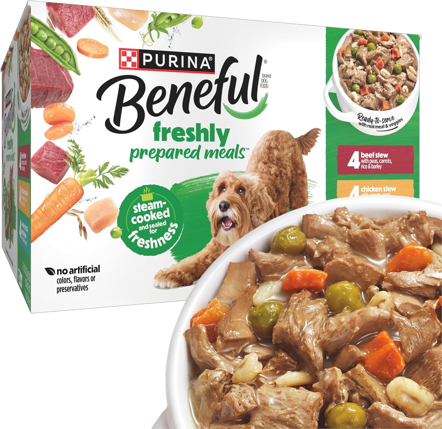 Purina Beneful Gravy Wet Dog Food Variety Pack, Prepared Meals Stew – (12) 10 oz. Tubs