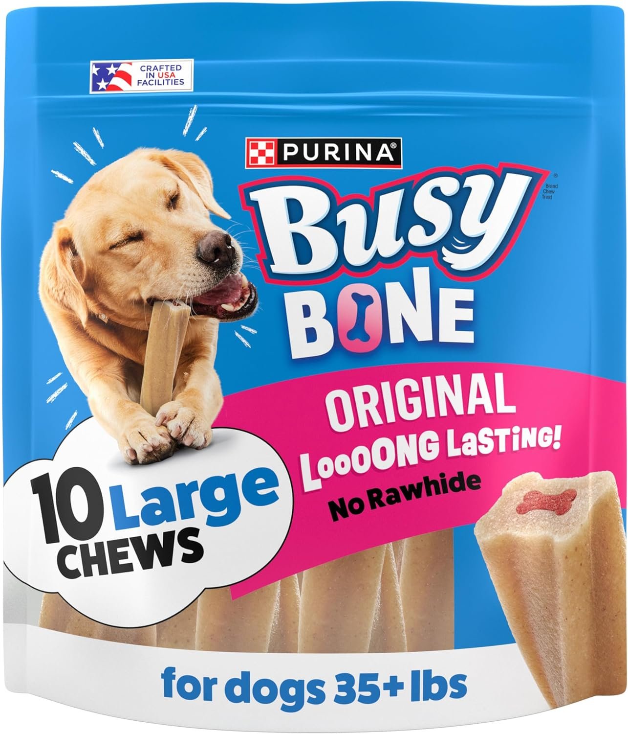 Purina Busy Bone Adult Dog Chew Bone Treats, Original – 10 ct. Pouch