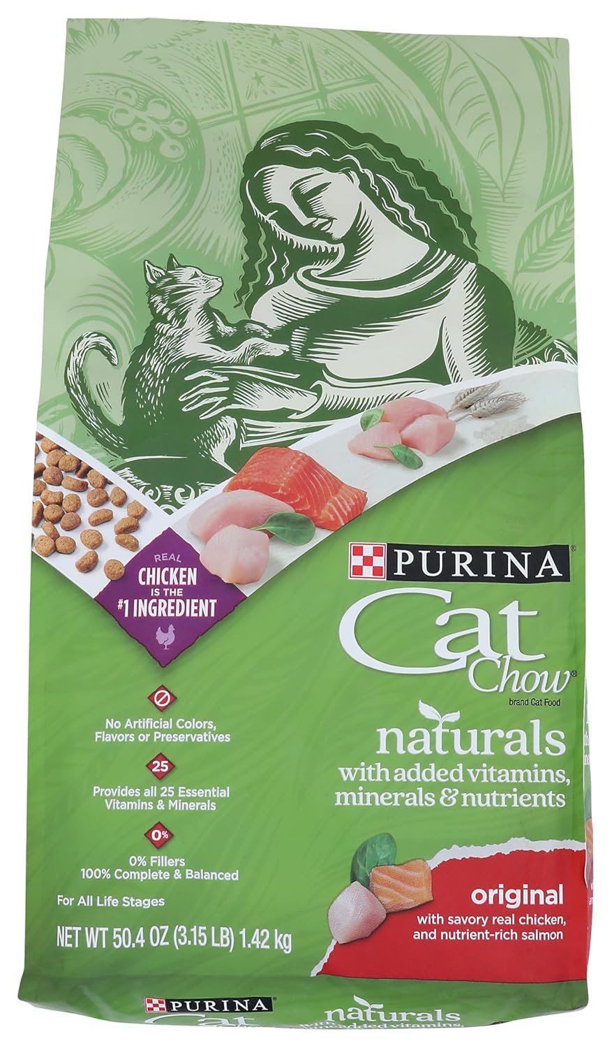 Purina Cat Chow Naturals Dry Cat Food, Original With Real Chicken, 3.15 Lb Bag