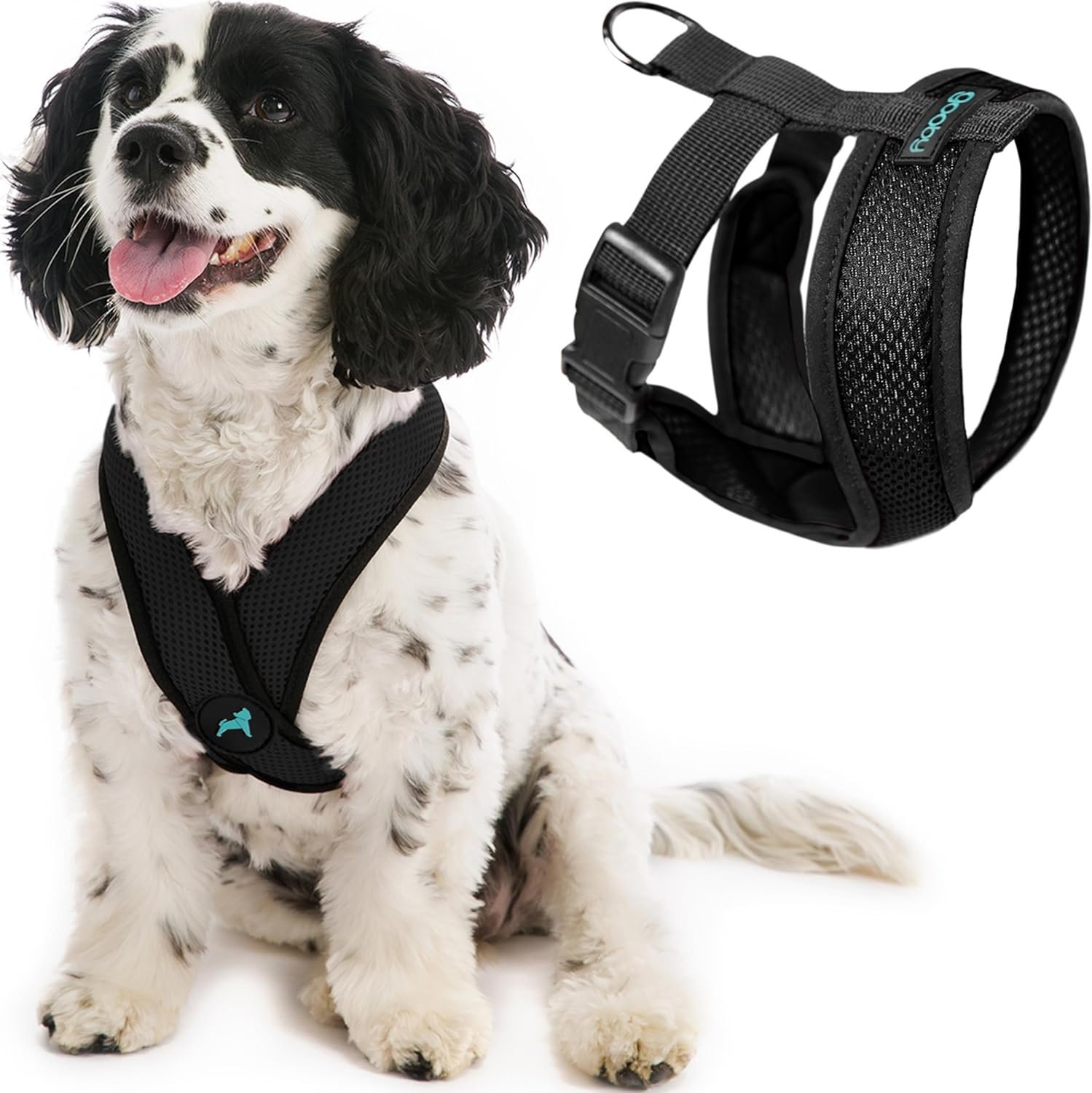 Gooby Comfort X Head in Harness – Black, Small – No Pull Dog Harness, Patented Choke-Free X Frame – Perfect on The Go Dog Harness for Medium Dogs No Pull or Small Dogs for Indoor and Outdoor Use